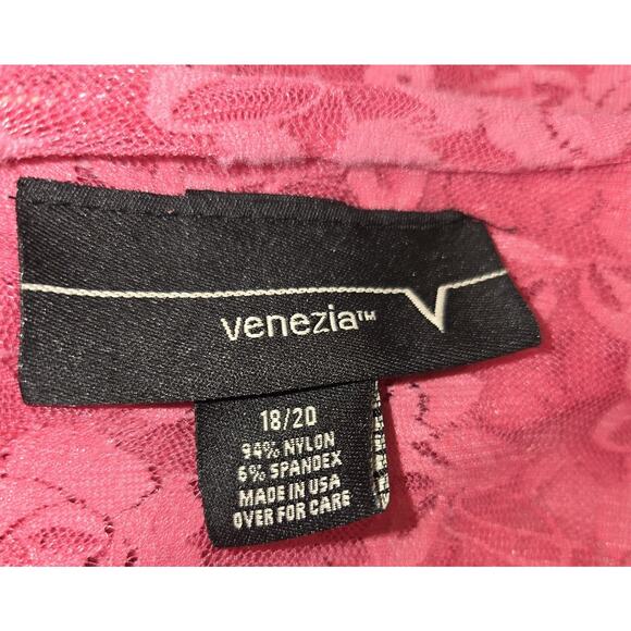 Vintage Venezia Hot Pink Lace Shrug Top Womens 18/20 Ruffles Whimsigoth Boho Y2K - Picture 7 of 16